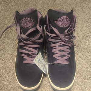 Jordan Women's Black and Purple High-Top Sneakers